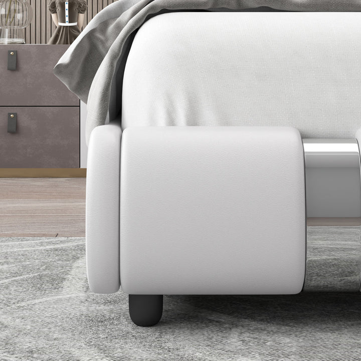Conshohocken Low Profile Modern Leather Upholstered Platform Bed Frame with Adjustable Headboard Wade Logan® Color: White Size: Queen