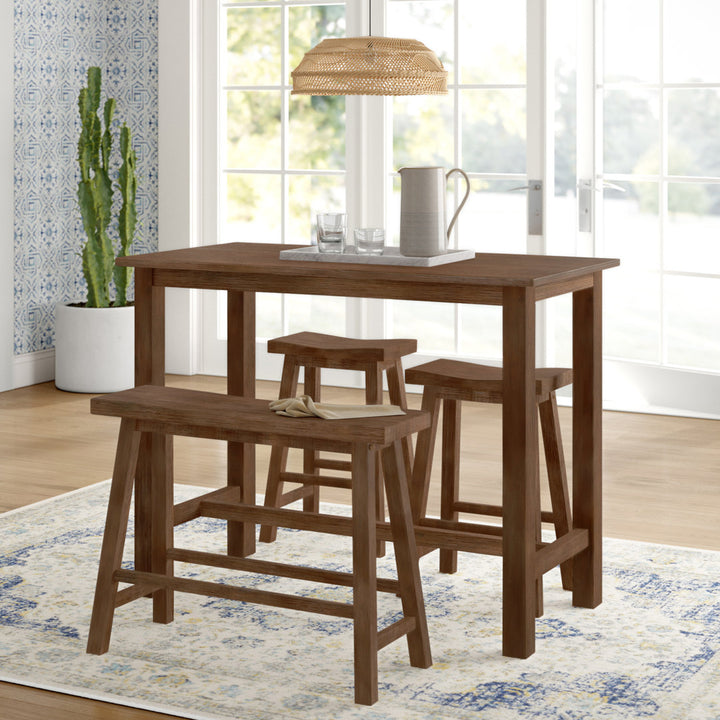 Colynn 4 - Person Counter Height Rubberwood Solid Wood Dining Set Dakota Fields Color: Chestnut Wire-Brush