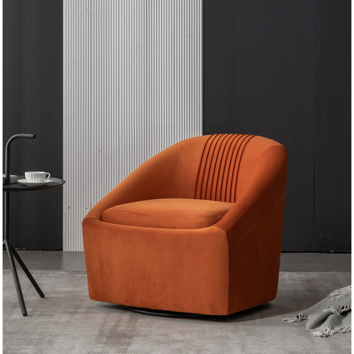 Arrun 28" W Velvet Swivel Barrel Chair (Set of 2) Wade Logan® Fabric: Orange Velvet