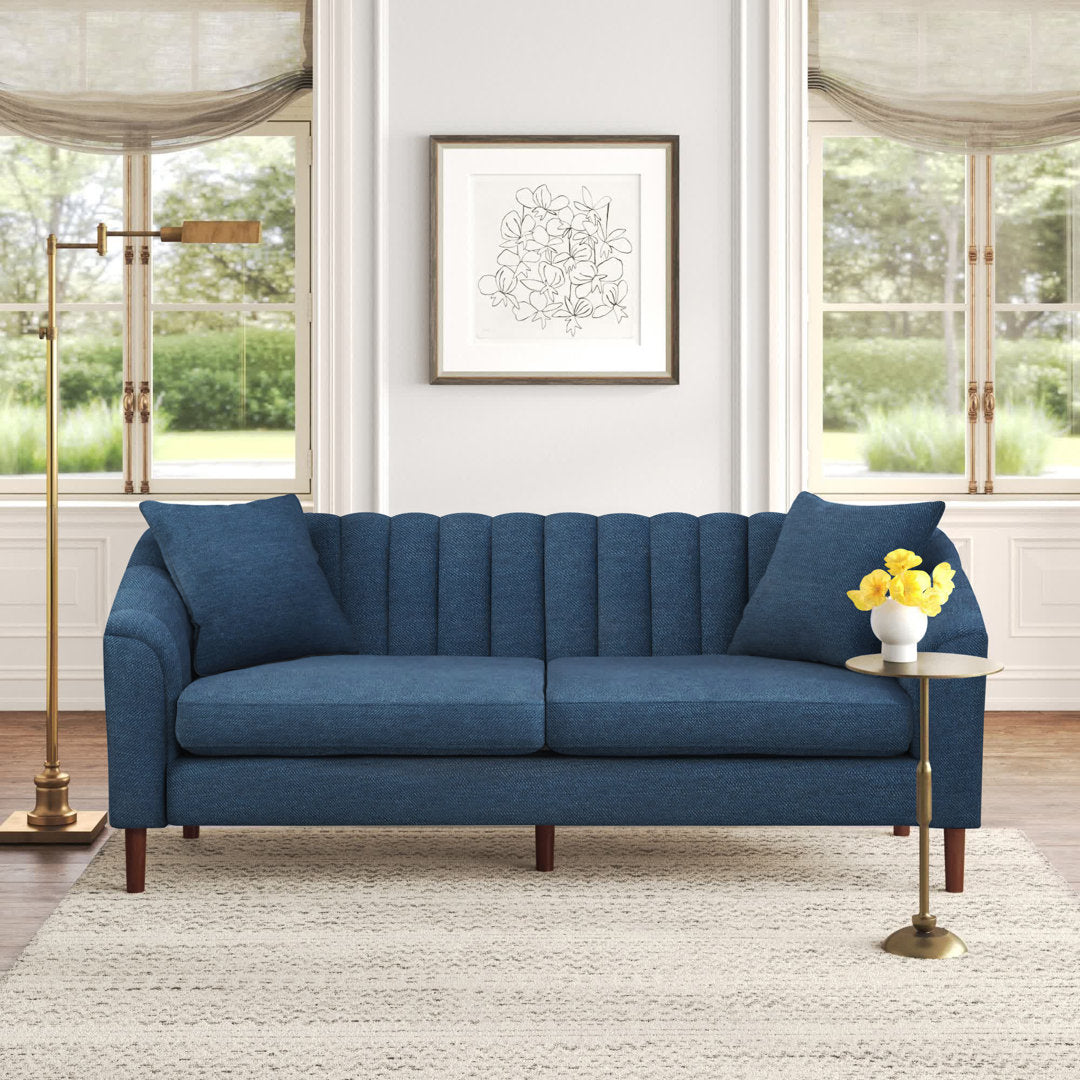 Lawson 84.5" Recessed Arm Sofa Kelly Clarkson Home Upholstery Color: Navy Blue 100% Polyester
