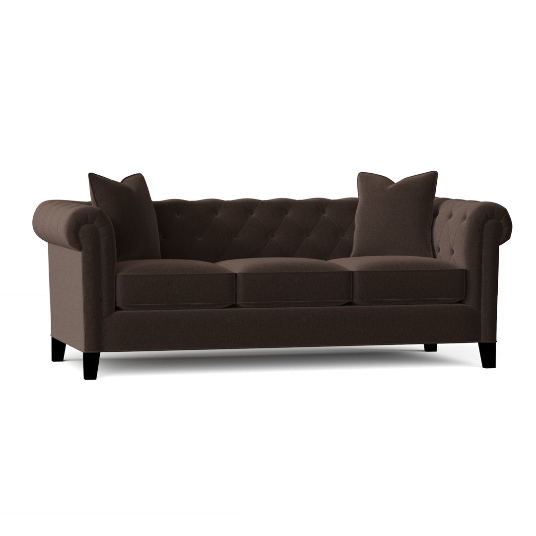 Caspar 82" Velvet Rolled Arm Chesterfield Sofa with Reversible Cushions Willa Arlo™ Interiors Body Fabric: Heavenly Java Chenille
