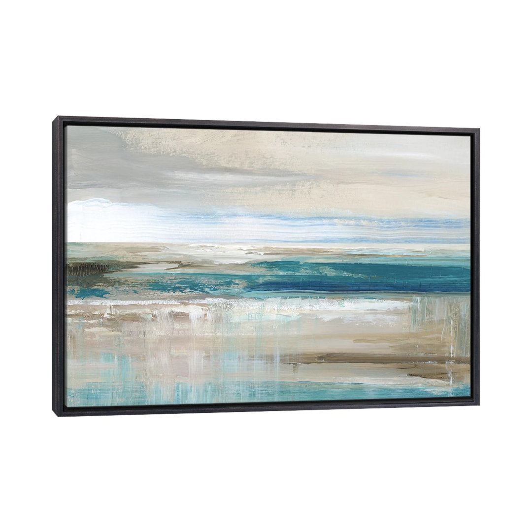 Abstract Sea ' - Floater Frame Print on Canvas East Urban Home Size: 40" H x 60" W x 1.5" D Format: Distressed Black Framed Canvas