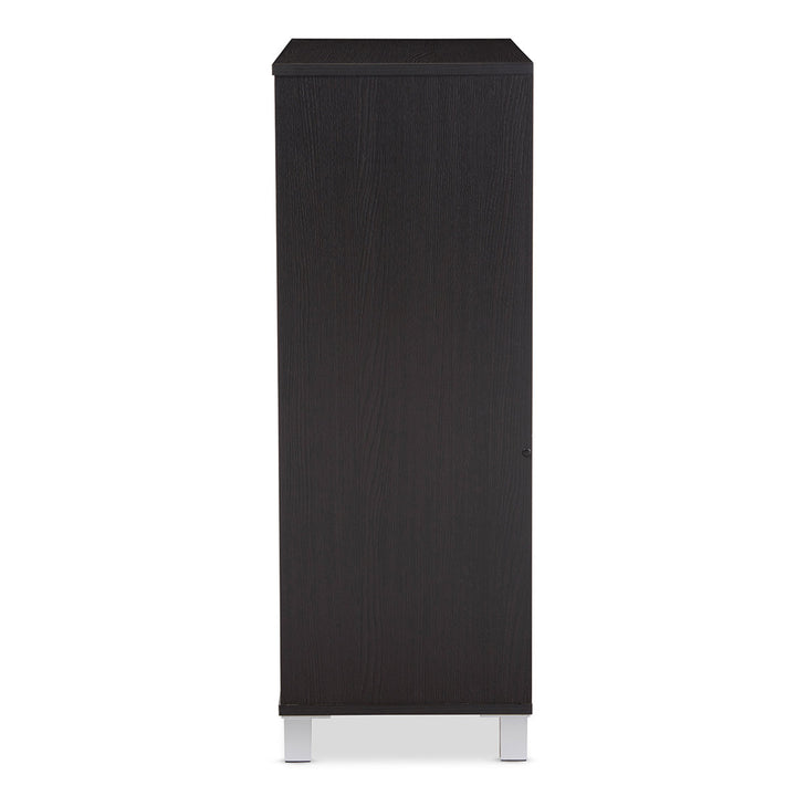 Shirley Modern and Contemporary 2 Door Wood 18 Pair Shoe Cabinet with Open Shelves Ebern Designs