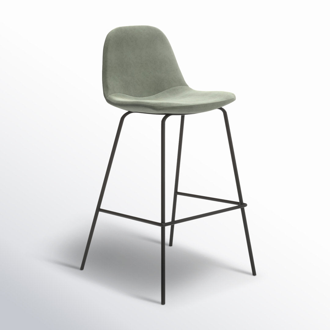 Kody Upholstered Bar & Counter Stool (Set of 2) AllModern Color: Bella Platinum Performance Velvet Seat Height: Counter Stool (23.5" Seat Height)