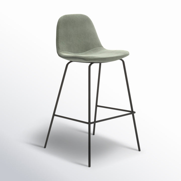 Kody Upholstered Bar & Counter Stool (Set of 2) AllModern Color: Bella Platinum Performance Velvet Seat Height: Counter Stool (23.5" Seat Height)