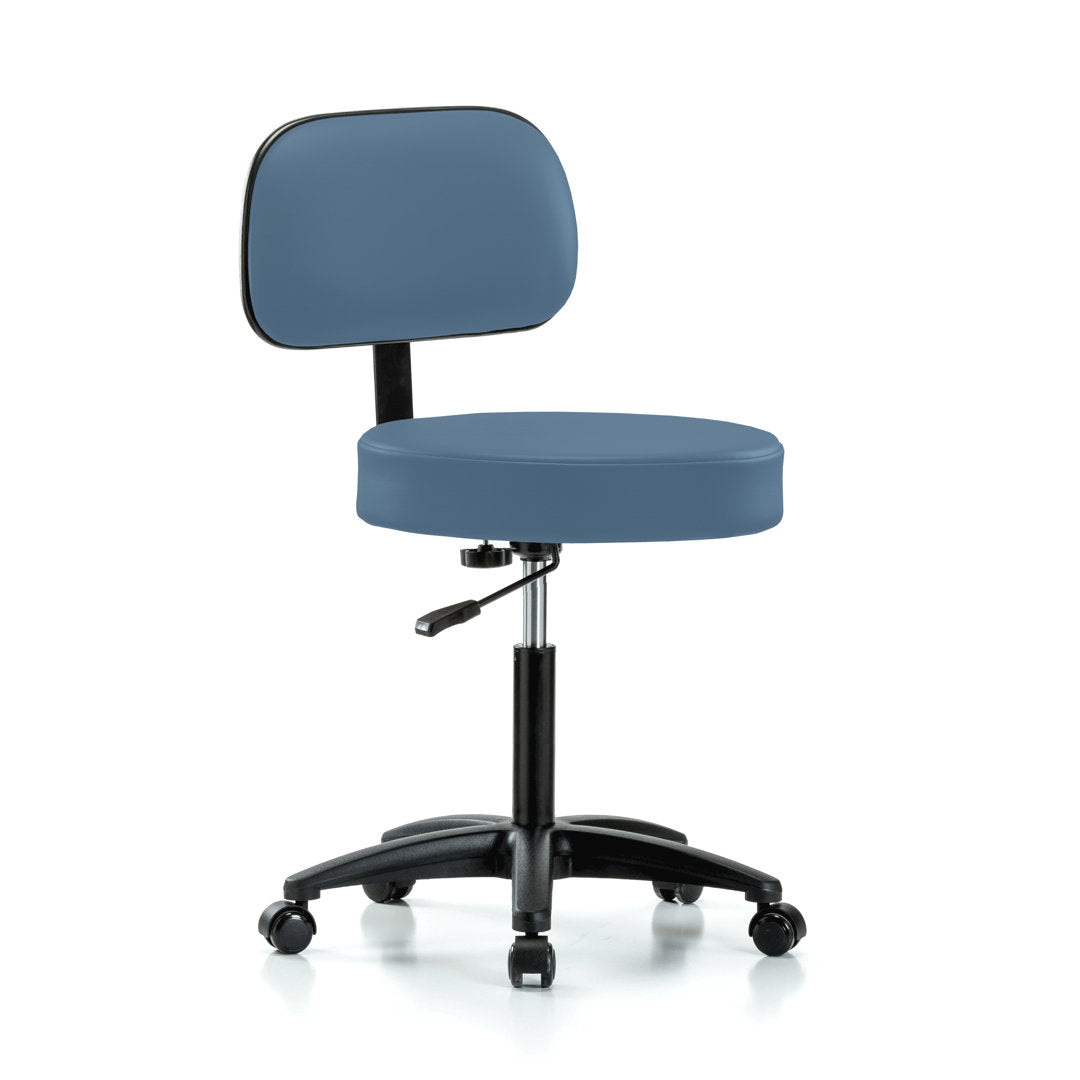 PERCH Walter Height Adjustable Exam Stool with Backrest | Medium Bench Height 21-28.5" Perch Chairs & Stools Color: Newport Fabric