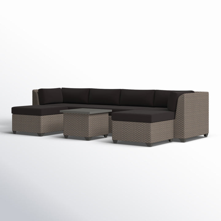 Amjad 7 Piece Outdoor Sectional Seating Group with Cushions Lark Manor™ Cushion Color: Black Performance