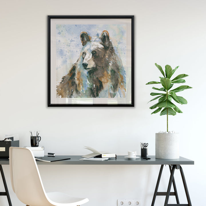 Black Bear on Blue -Picture Frame Print on Paper Union Rustic Size: 26.5" H x 26.5" W x 1.5" D