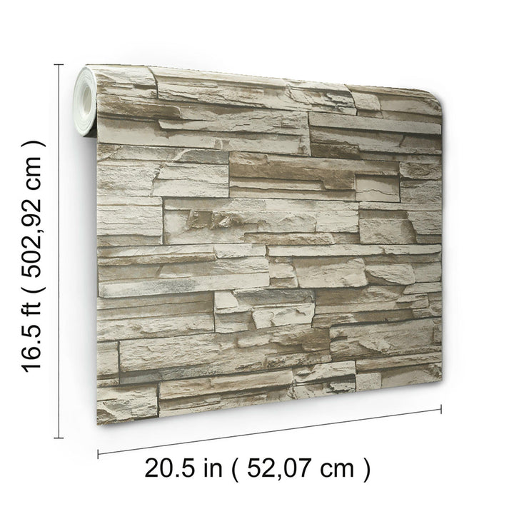 Simonska Stacked Stone 16.5' L x 20.5" W Peel and Stick Wallpaper Roll Lark Manor™