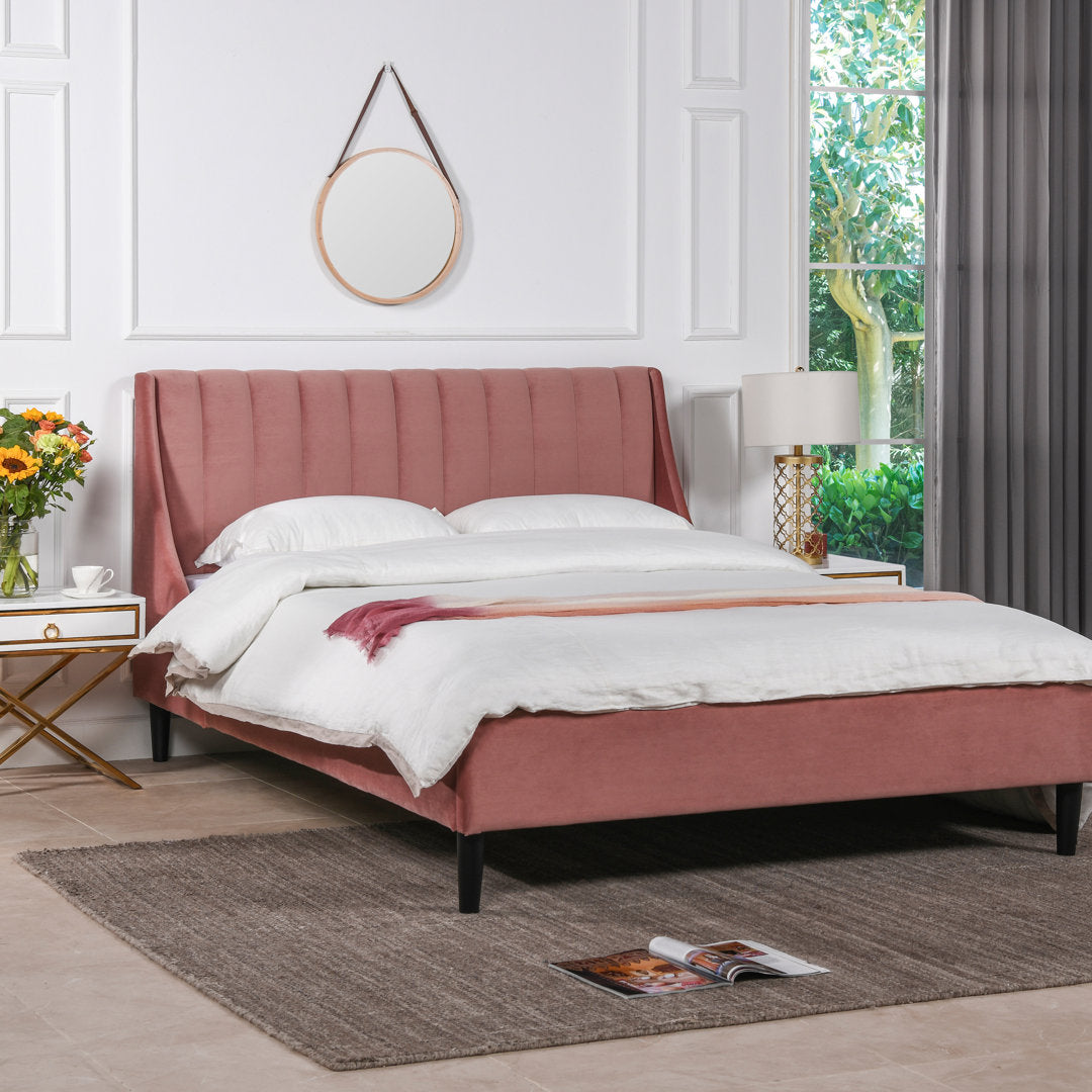 Helaina Tufted Upholstered Low Profile Platform Bed Wade Logan® Color: Ash Rose Velvet Size: Queen