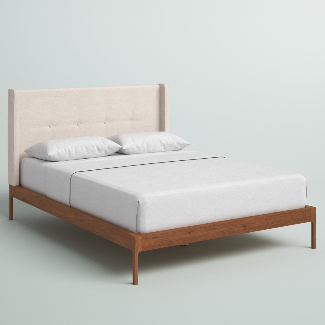 Ellerman Tufted Platform Bed Mercury Row® Color: Light Beige Size: Queen