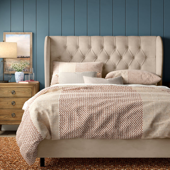 Knaresborough Tufted Upholstered Low Profile Standard Bed Greyleigh™ Size: California King Body Fabric: Classic Pearl Performance Velvet