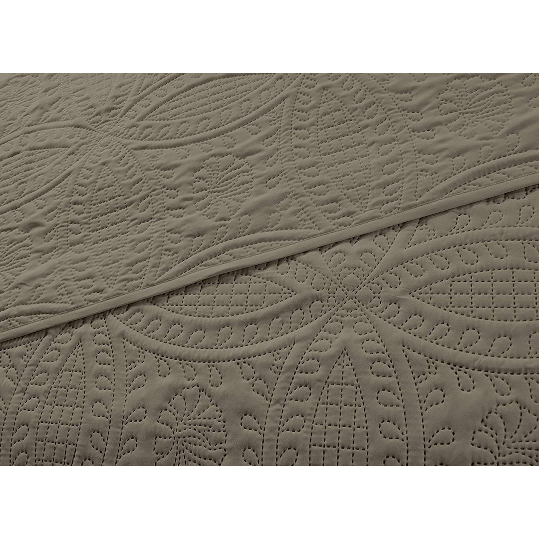 Austin Microfiber Reversible 3 Piece Coverlet / Bedspread Set Chezmoi Collection Color: Taupe Size: Queen Coverlet / Bedspread + 2 Standard Shams