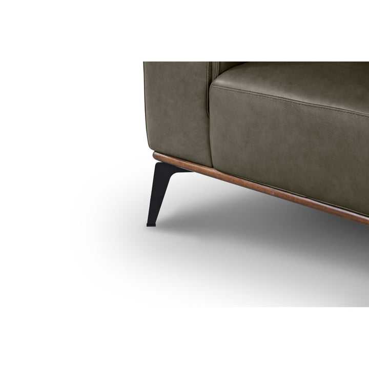 Conley 86" Genuine Leather Square Arm Sofa Sand & Stable™ Leather Type: Gray Genuine Leather