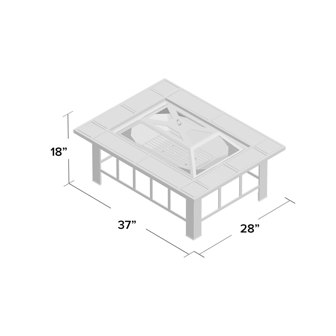 Fire Pit - 37-Inch Outdoor Firepit Table with Screen, Cover, and Poker - Outdoor Fire Pits for Backyard, Deck, Patio, or Porch by Pure Garden Alcott Hill®