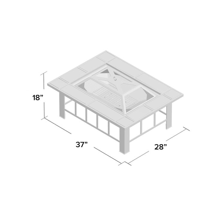 Fire Pit - 37-Inch Outdoor Firepit Table with Screen, Cover, and Poker - Outdoor Fire Pits for Backyard, Deck, Patio, or Porch by Pure Garden Alcott Hill®