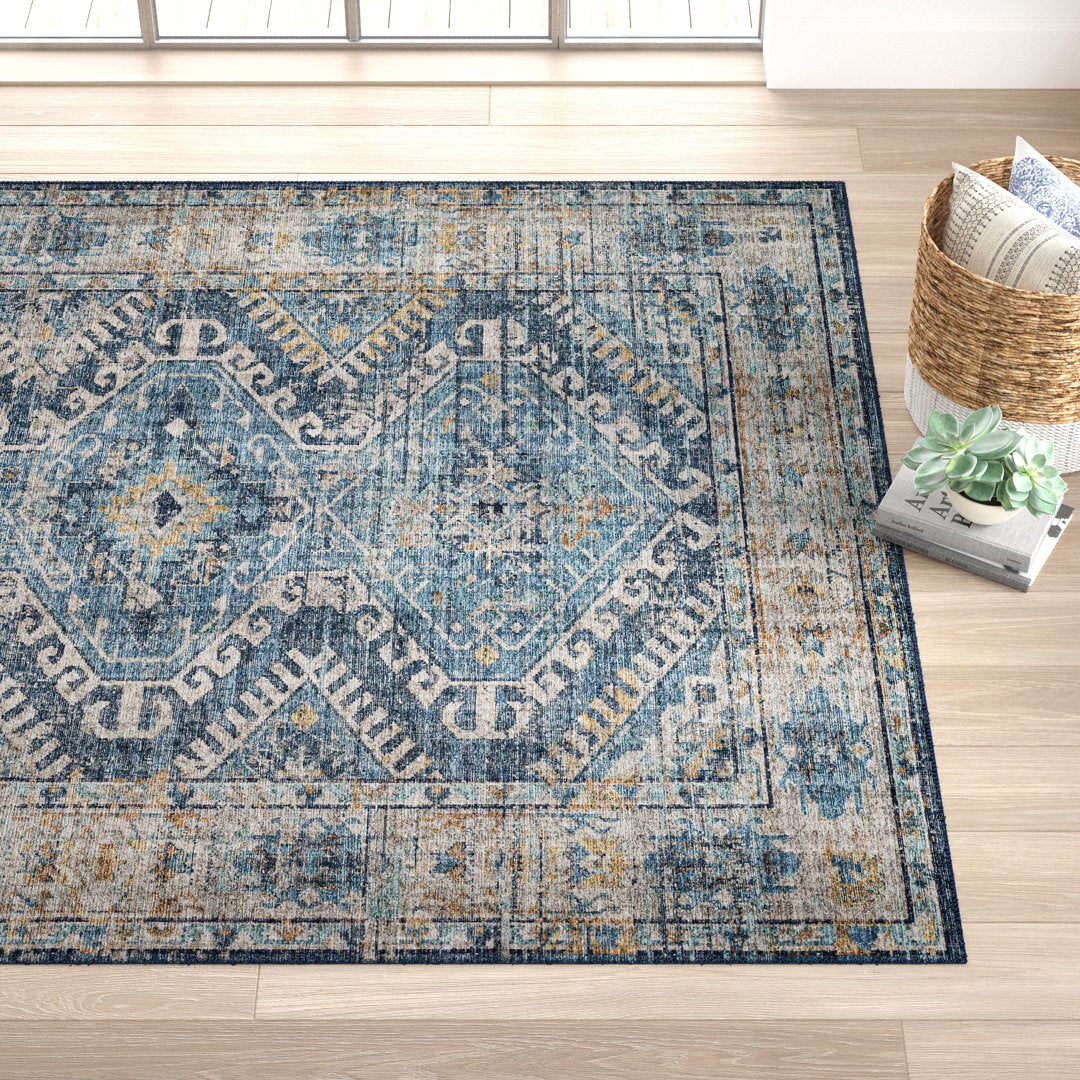 Gelo Oriental Denim/Gray Area Rug Bungalow Rose Rug Size: Rectangle 9' x 12'