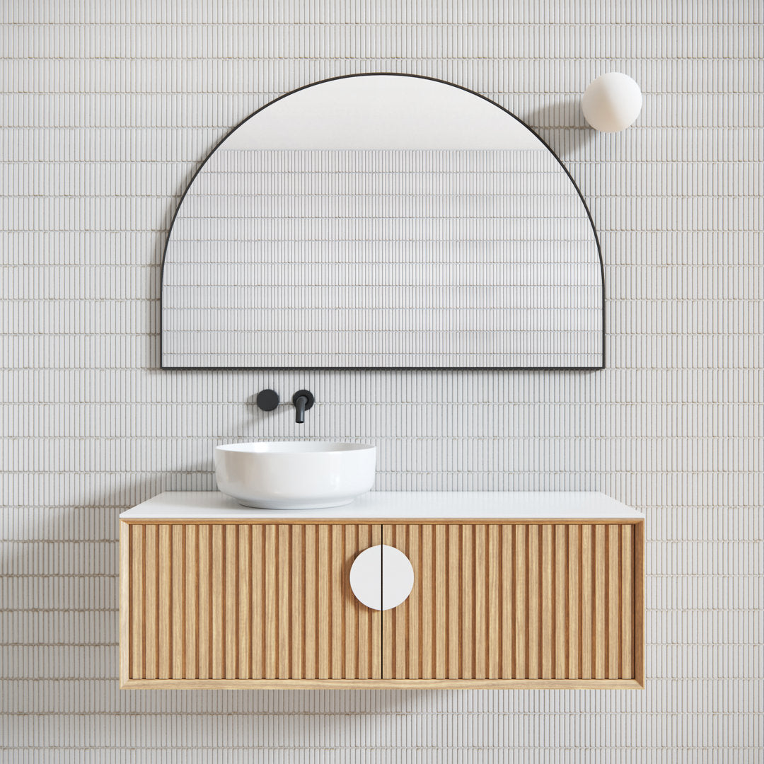 Kira Arched Mirror Glass Warehouse Size: 32'' X 48'' Finish: Black