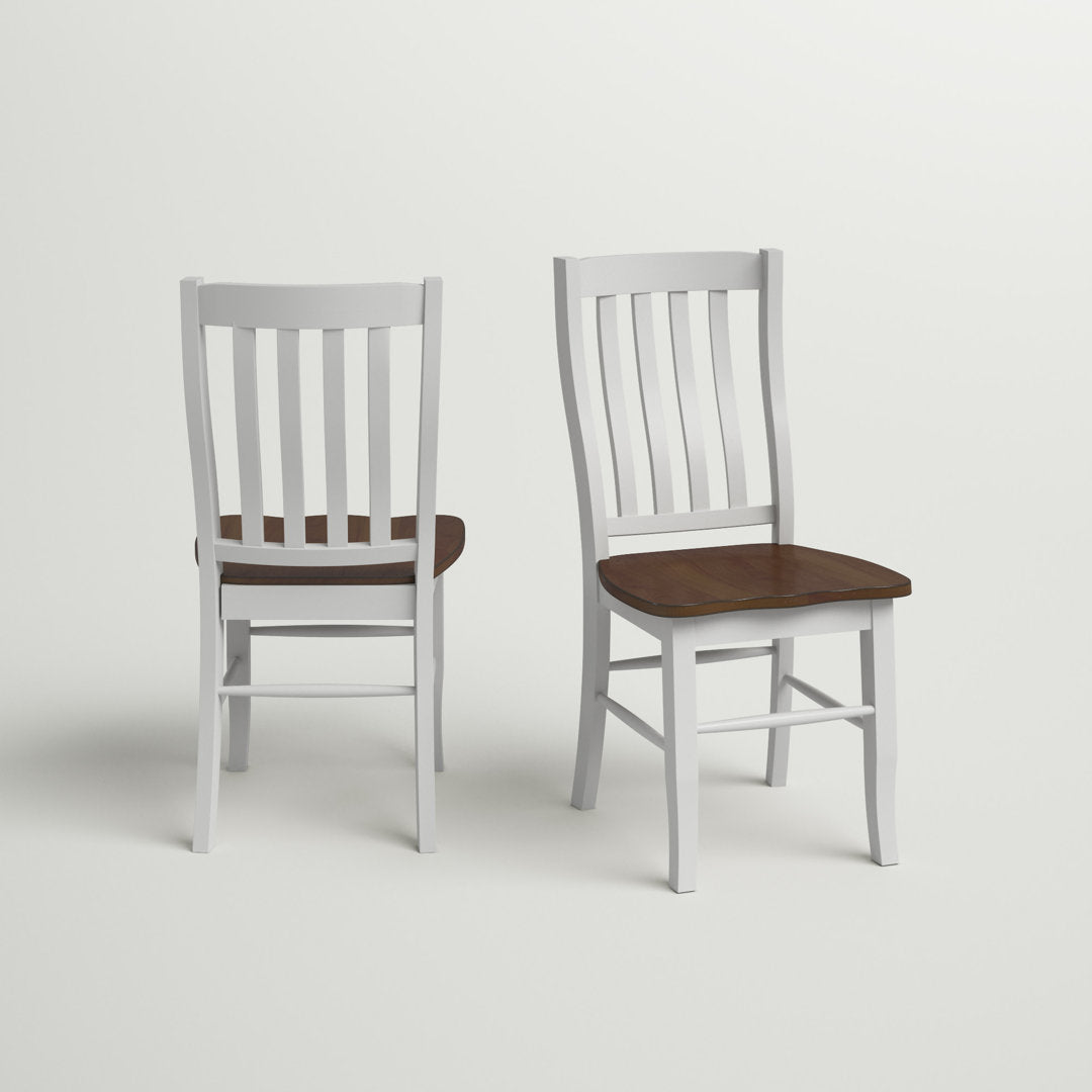 Courtdale Solid Wood Slat Back Side Chair (Set of 2) Three Posts™ Color: Almond / White
