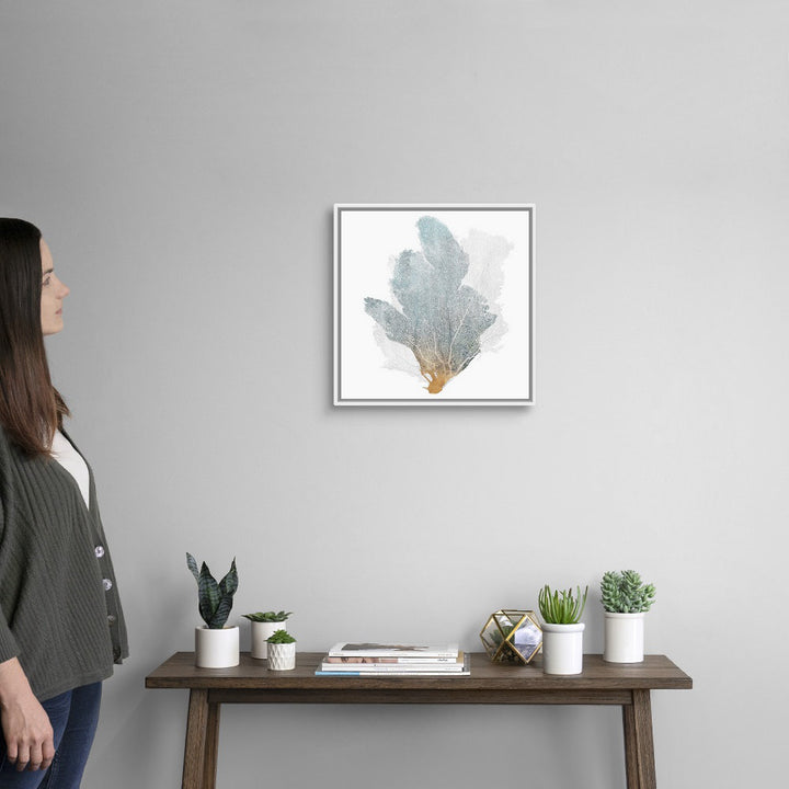 Delicate Coral II by Isabelle Z - Painting Print on Canvas Beachcrest Home™ Size: 18" H x 18" W x 1.75" D Format: White Floater Framed Canvas