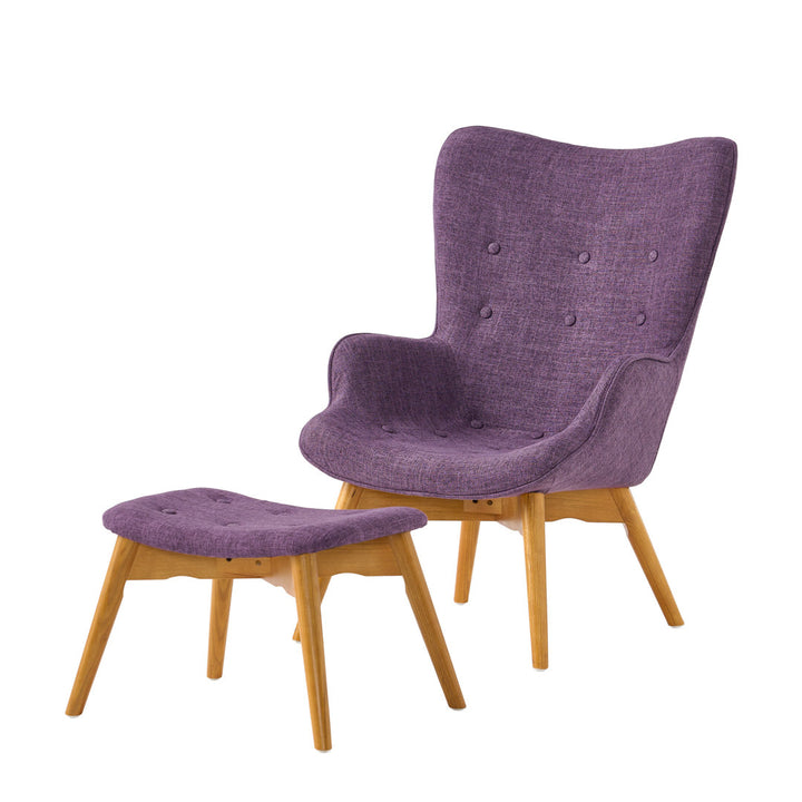 Dayon 68.58Cm Wide Tufted Polyester Lounge Chair and Ottoman George Oliver Fabric: Purple  Polyester Blend