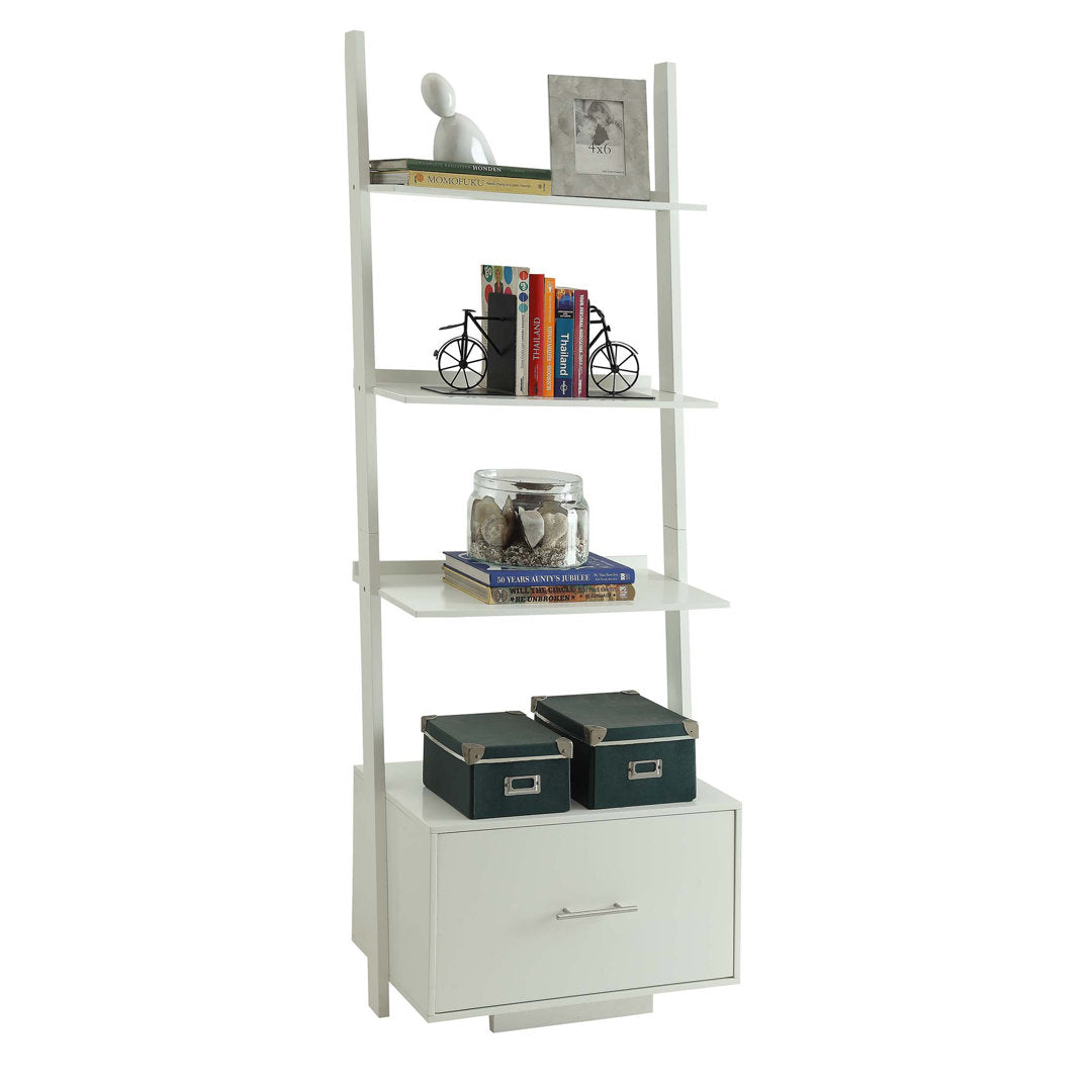 69'' H x 24.75'' W Solid Wood Ladder Bookcase Ebern Designs Color: White