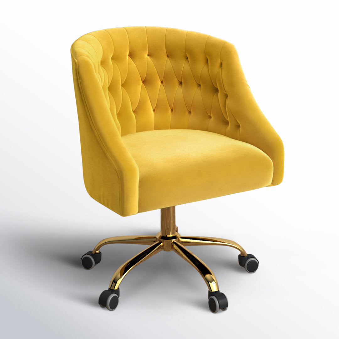 Louise 35.5'' H Velvet Hand-Curated Task Chair with Button Tufted Kelly Clarkson Home Upholstery Color: Yellow Velvet