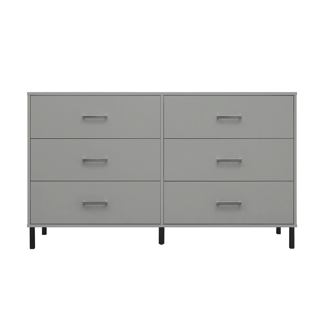 Alexei 6 Drawer 58.5" W Double Dresser Zipcode Design™ Color: Gray