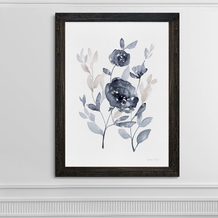 Peonies In Gray II' - Picture Frame Print on Glass Winston Porter Size: 32" H x 44" W x 1.25" D Format: Framed Ebony Canvas