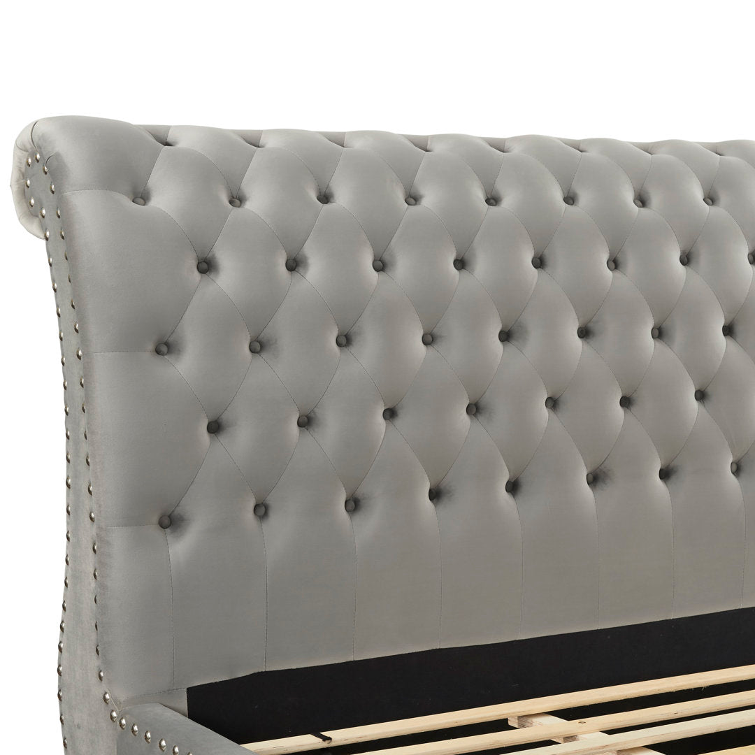 Matos Tufted Upholstered Sleigh Bed Rosdorf Park Color: Gray Size: King