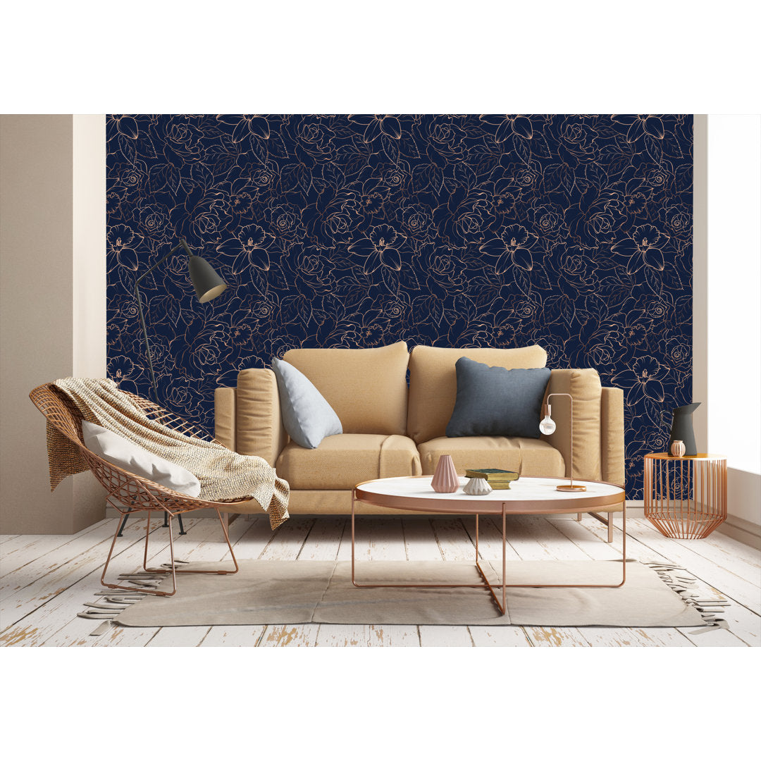 Almina Rose Peony Daffodil Narcissus Blossom 10' L x 24" W Peel and Stick Wallpaper Roll Red Barrel Studio®