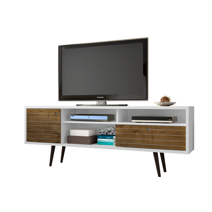 Darryl TV Stand Zipcode Design™ Color: White/Rustic Brown