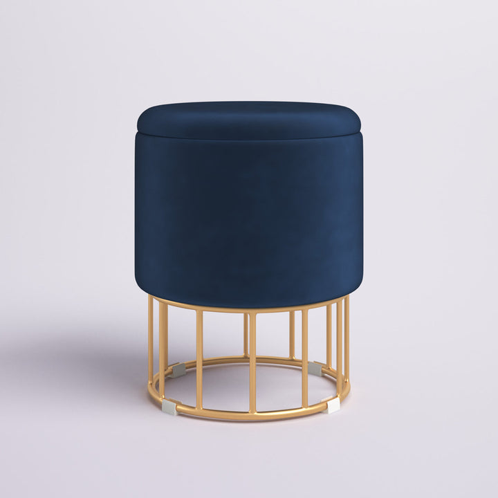 Aleena 13.5" Wide Velvet Round Storage Ottoman Etta Avenue™ Upholstery Color: Blue