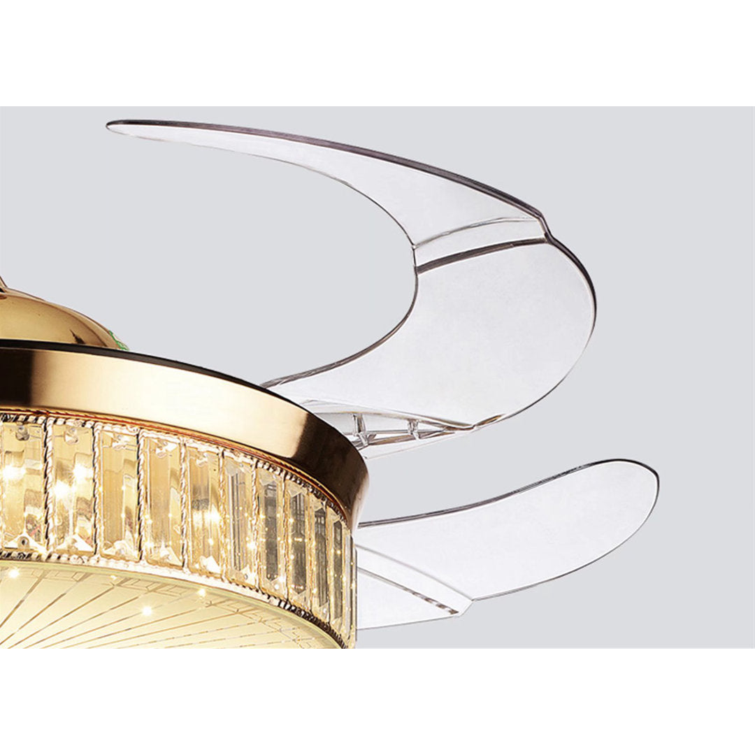 Deborahh 36" 4 Retractable Blades Crystal Ceiling Fan With Light And Remote Control LED Light Kit Included Rosdorf Park