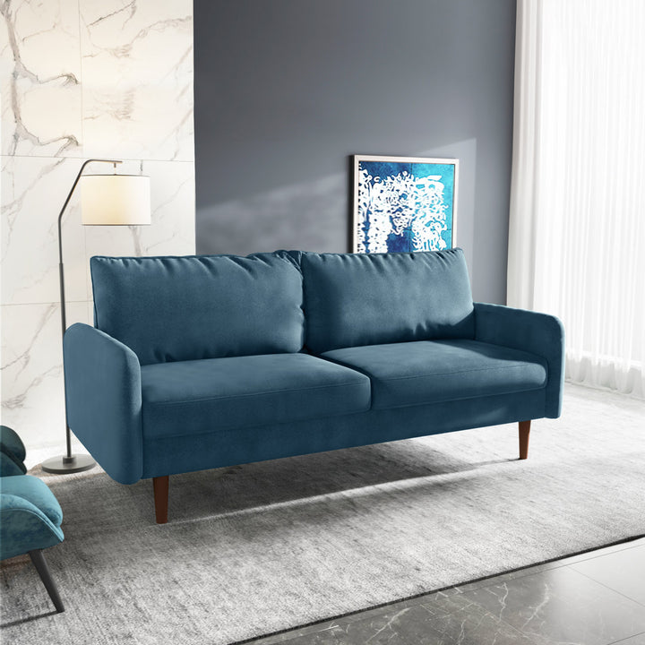 Anacapa 70" Velvet Round Arm Sofa Corrigan Studio® Fabric: Prussian Blue Velvet