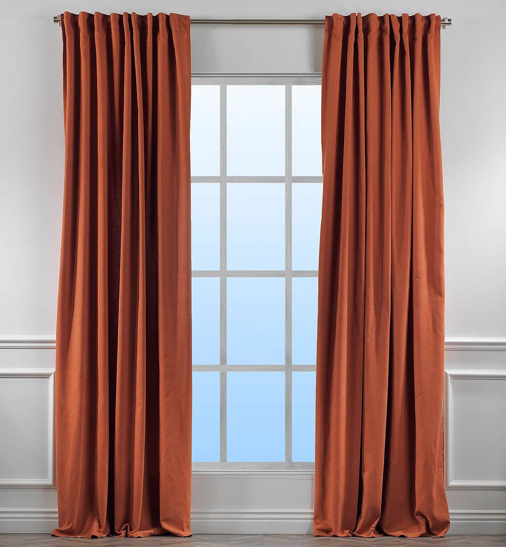 Extra wide x Extra Long Custom Made Decorative Single Panel Lilijan Home & Curtain Curtain Color: Burnt Orange Size per Panel: 100" W x 156" L