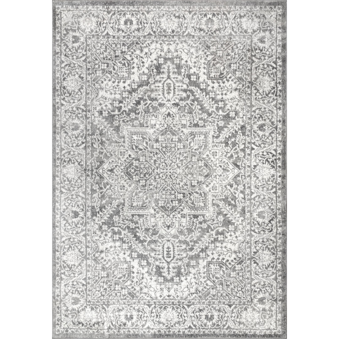 Blane Modern Vintage Medallion Light Gray Rug World Menagerie Rug Size: Rectangle 3' x 5'