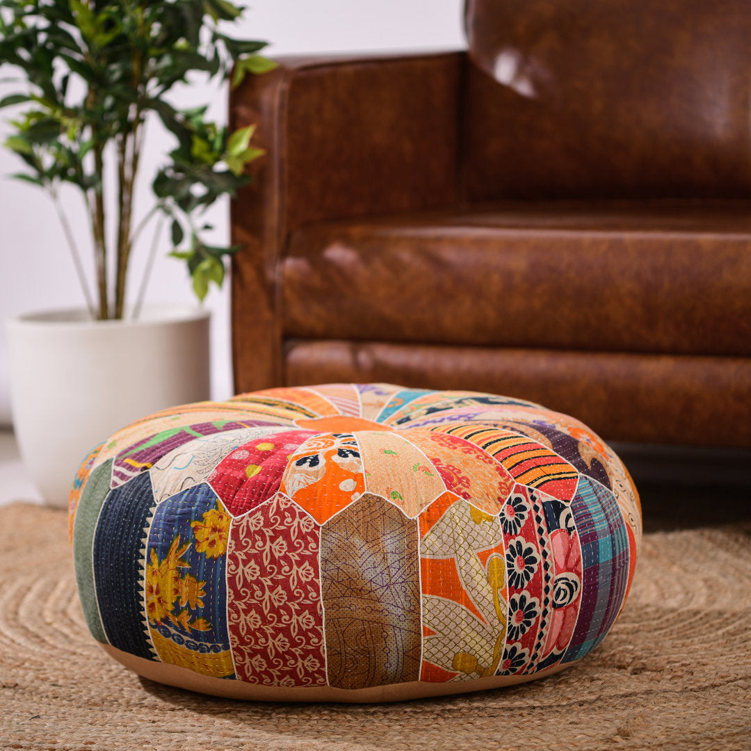 Trujillo Jowers 24'' Wide Round Abstract Pouf Ottoman Langley Street®