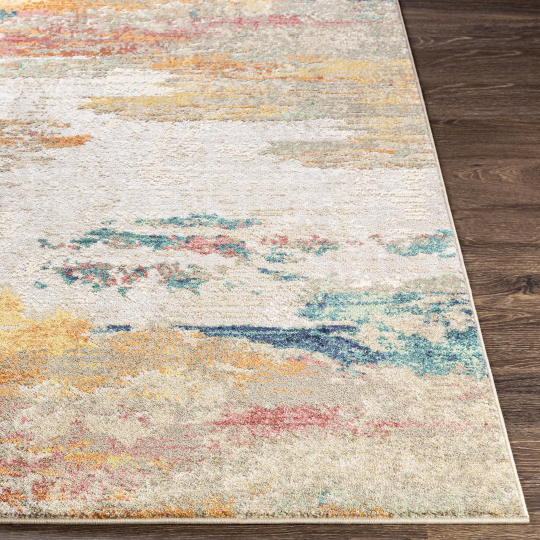 Diorio Saffron/Teal/Light Gray Area Rug Wade Logan® Rug Size: Rectangle 2' x 3'