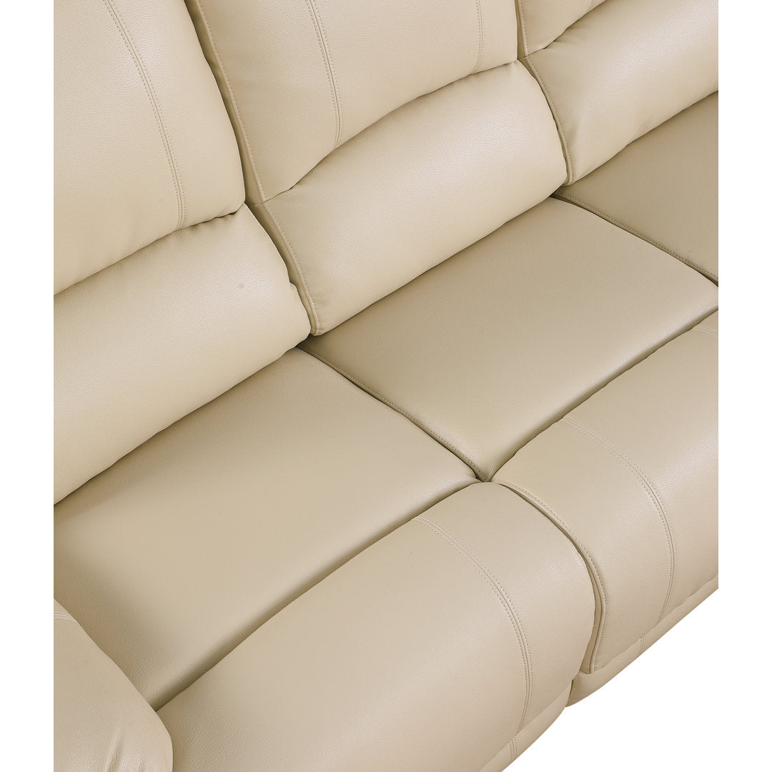 Trower 89" Faux Leather Pillow Top Arm Reclining Sofa Red Barrel Studio® Upholstery: Beige Faux Leather