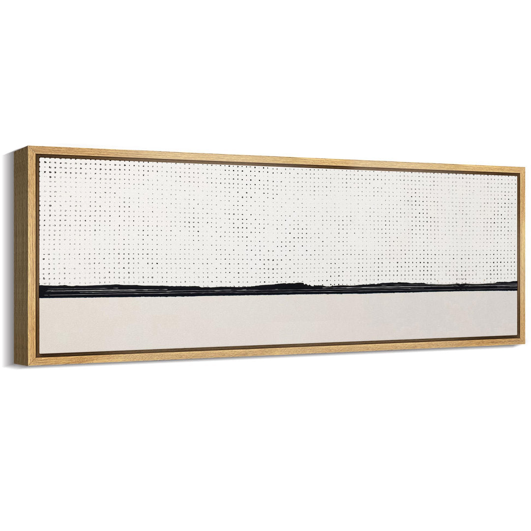 Geometric Line Minimal Landscape Minimalist Dotted Horizon Line In Monochrome Framed Print IDEA4WALL Size: 20" H x 60" W x 1.5" D
