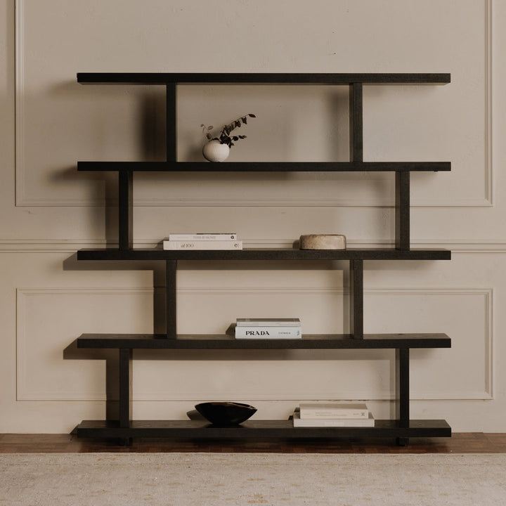 Annora 63" H x 63" W Geometric Bookcase AllModern Color: Black