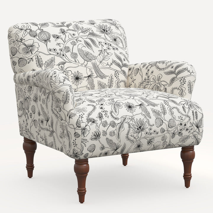 Rifle Paper Co. x Cloth & Company Bristol Armchair Rifle Paper Co. x Cloth & Company Body Fabric: Rpc Aviary Black & Cream Linen