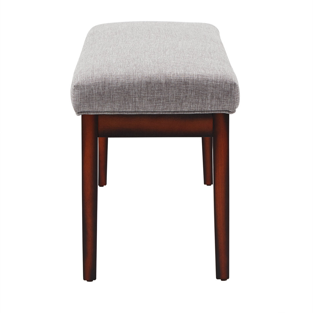 Lancaster Solid Wood Bench Three Posts™ Upholstery Color: Gray Linen