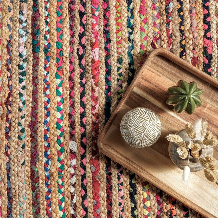 Lovetto Bohemian Handmade Braided Red Rug Bungalow Rose Rug Size: Round 8'