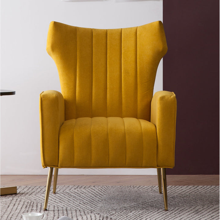 Floreal 27.5" Wide Velvet Wingback Chair Etta Avenue™ Fabric: Yellow