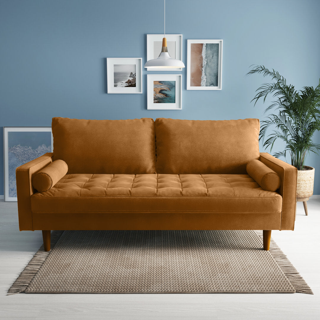 Sellner 70" Velvet Square Arm Tufted Seat Sofa George Oliver Fabric: Ginger Velvet