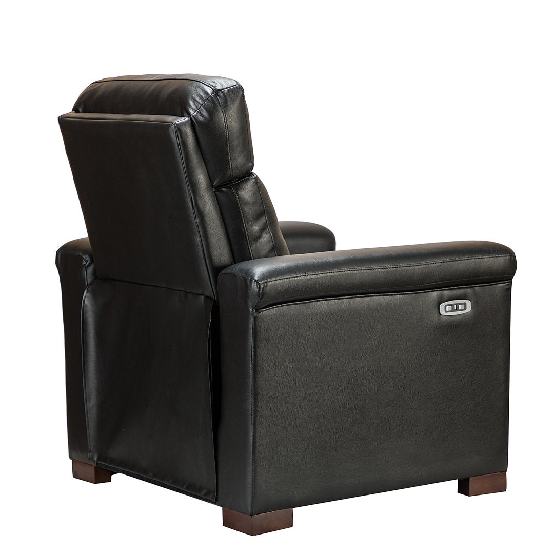 Aziah 34.65" Wide Genuine Leather Power Recliner With USB Port Wade Logan® Body Fabric: Black Genuine Leather