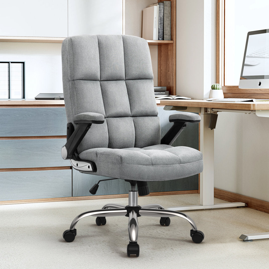 Ergonomic Office Chair Velvet and Teddy Fleece Fabric Inbox Zero Upholstery Color: Gray