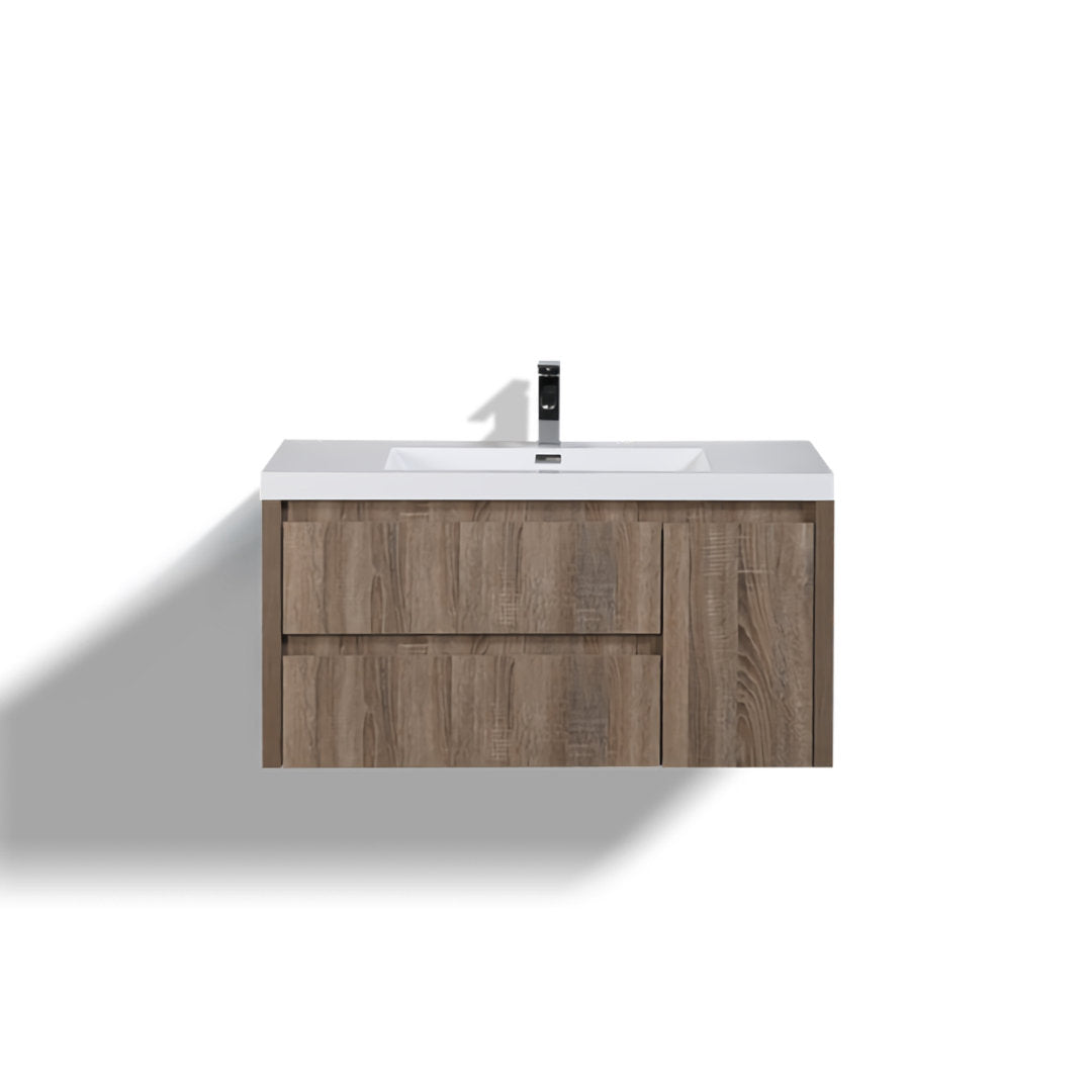 Ayeasha 42" Wall-Mounted Single Bathroom Vanity Set Ivy Bronx Base Finish: Teak Oak